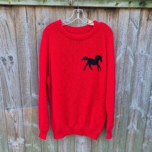 Vintage Knit Wool Sweater With Horse Size Large Or Xl Gender Neutral